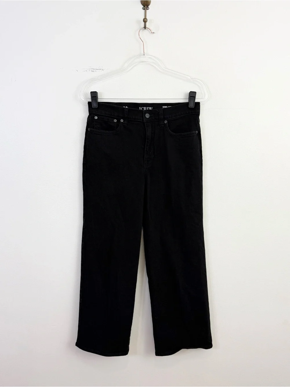 J.Crew Slim Wide High Rise Cropped Jeans Black Rinse Wash Size 28